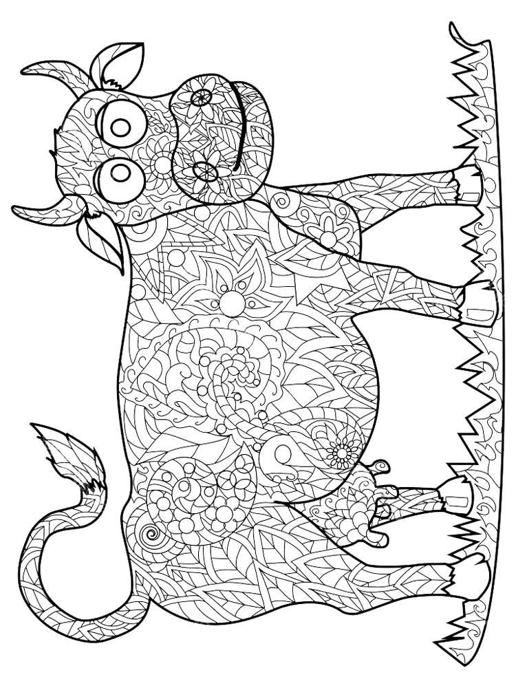 Розмальовки Корова Антистрес - Розмальовки для дорослих 