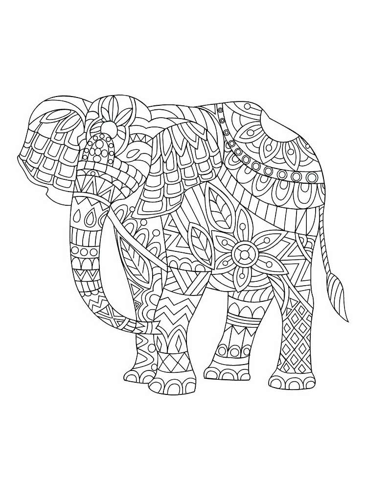 Розмальовки Слон Антистрес - Розмальовки для дорослих 