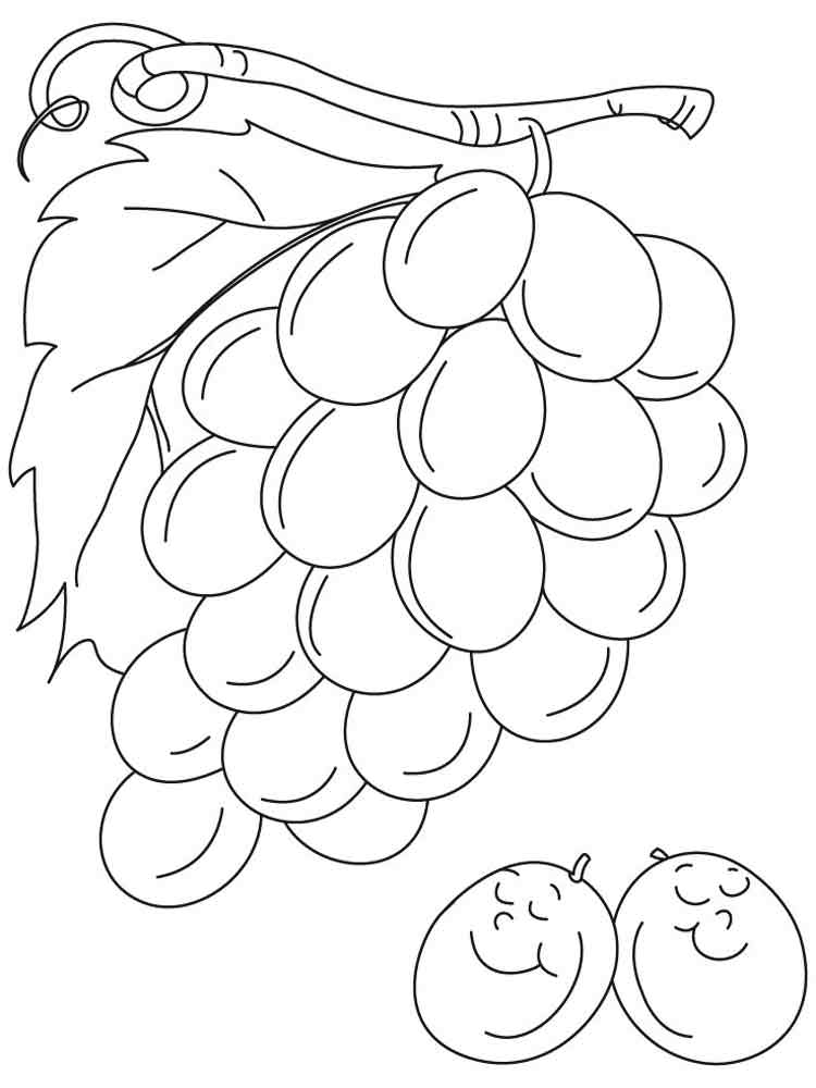 Розмальовки Виноград - Овочі та фрукти 