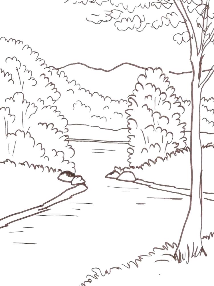 Розмальовки Річка - Розмальовки Природа 