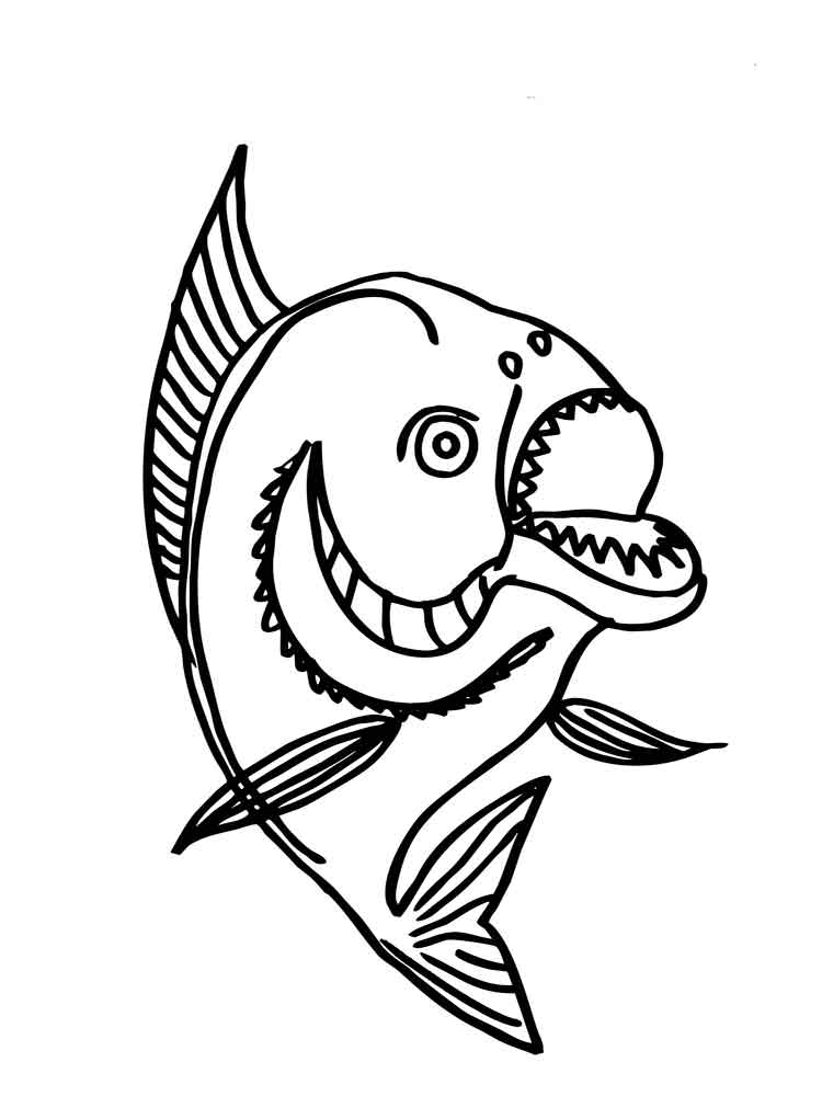 Розмальовка Пірання - Розмальовки Риби 