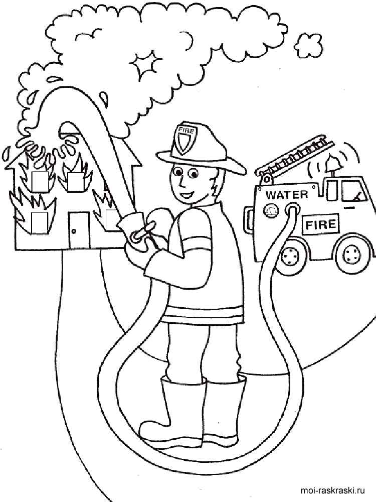 Розмальовка Пожежний - Різні розмальовки 