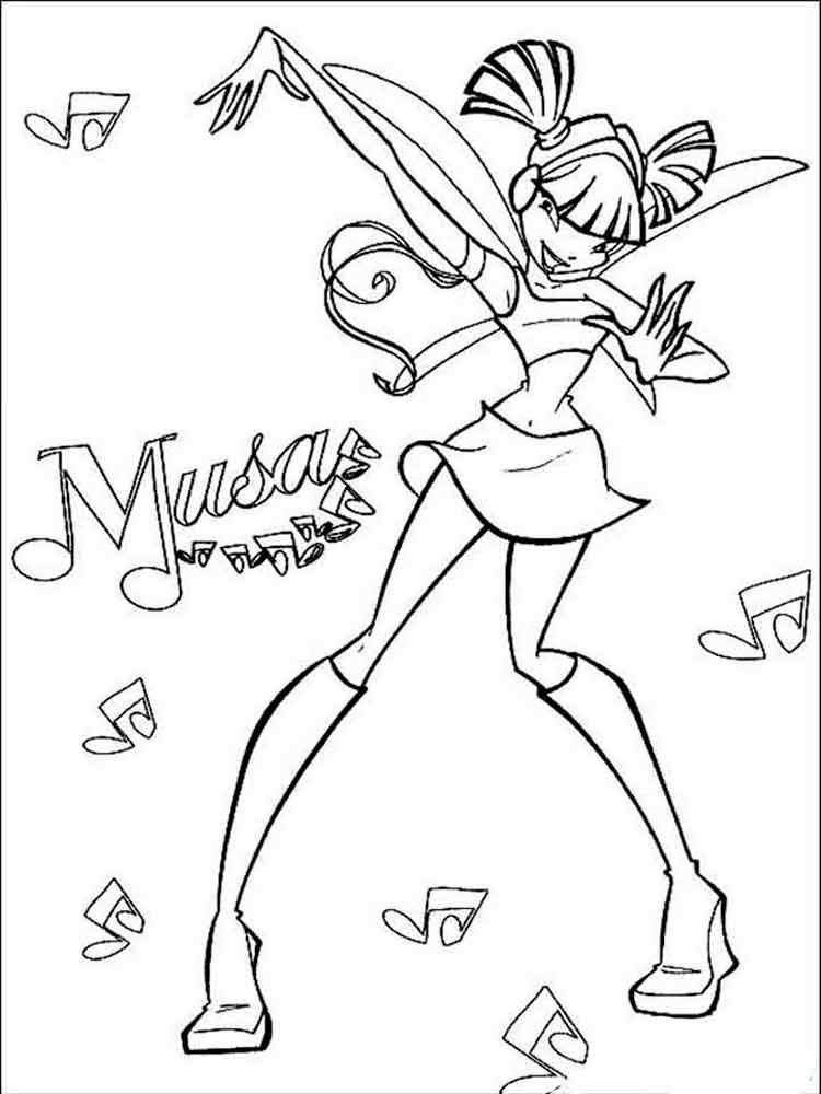 Розмальовки Муза WinX - Розмальовки для дівчаток 