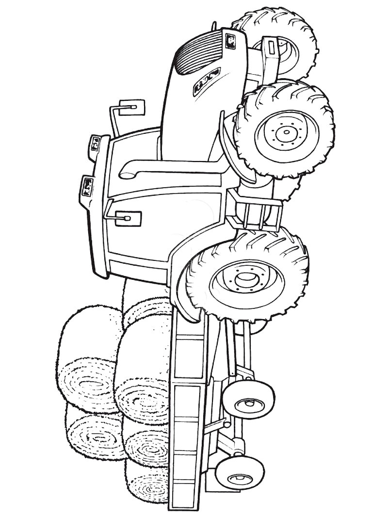 Розмальовки Трактор із причепом - Розмальовки для хлопчиків 